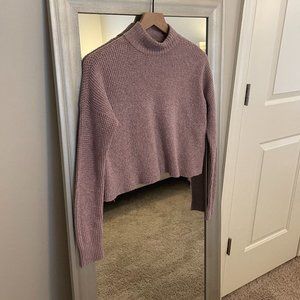 American Eagle Women's Purple Heathered Cropped Long Sleeve Sweater Size XS